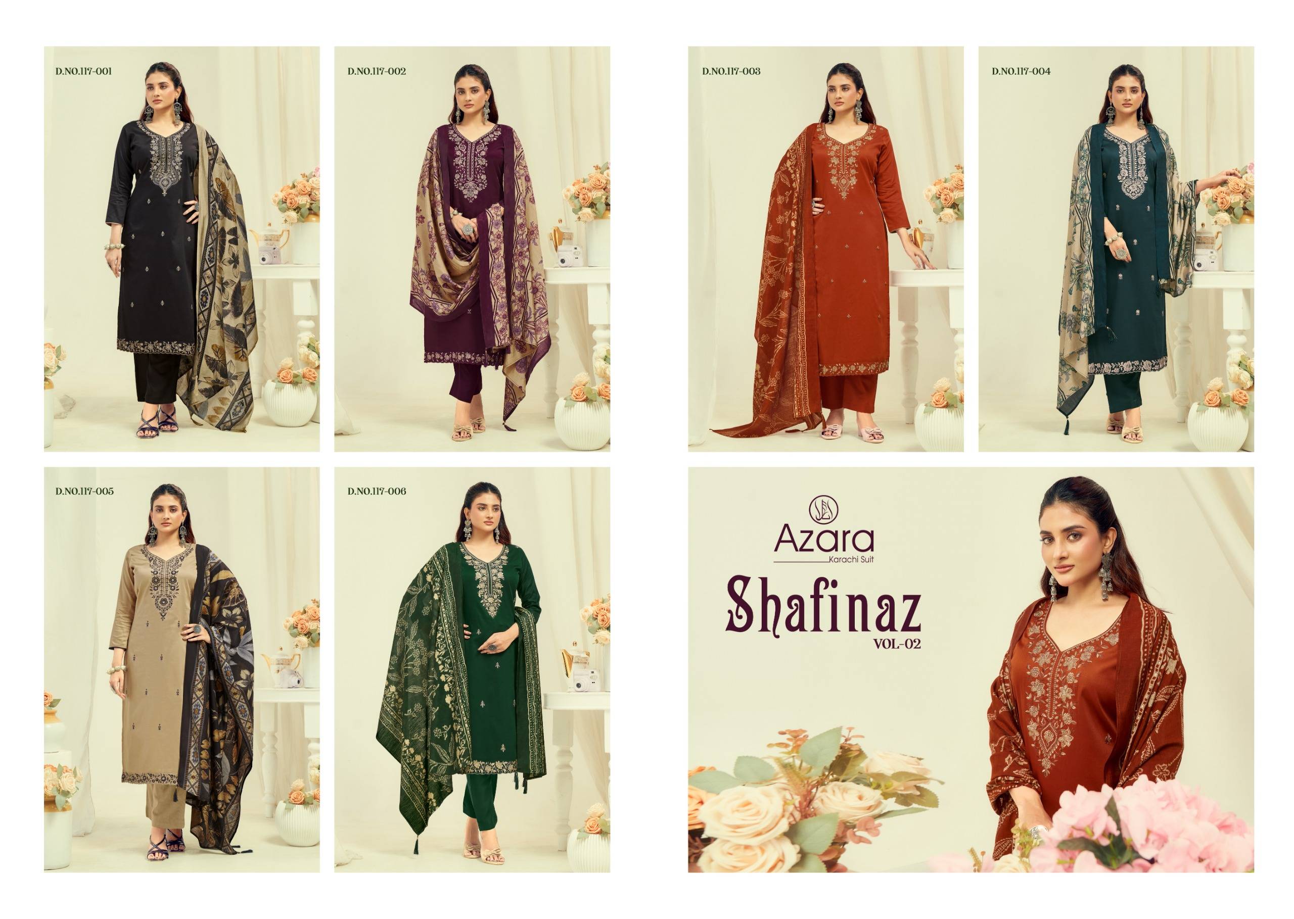 SHAFINAZ VOL 2 By Radhika fashion 001 To 006 Series Beautiful Festive Suits Colorful Stylish Fancy Casual Wear & Ethnic Wear Pure Cotton Dresses At Wholesale Price